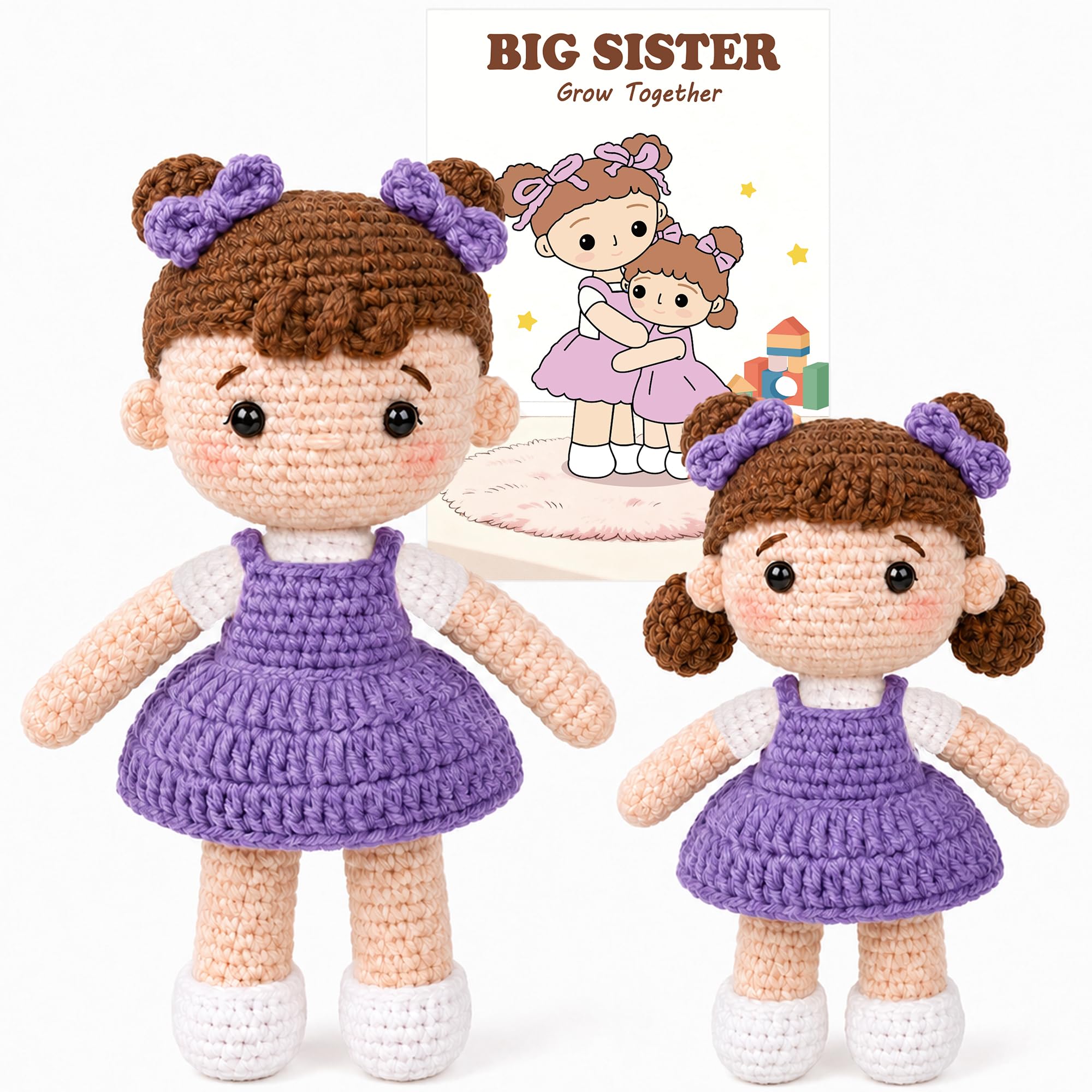 EcoUtens Big Sister Handmade Crochet Dolls, Gift for Older Sibling