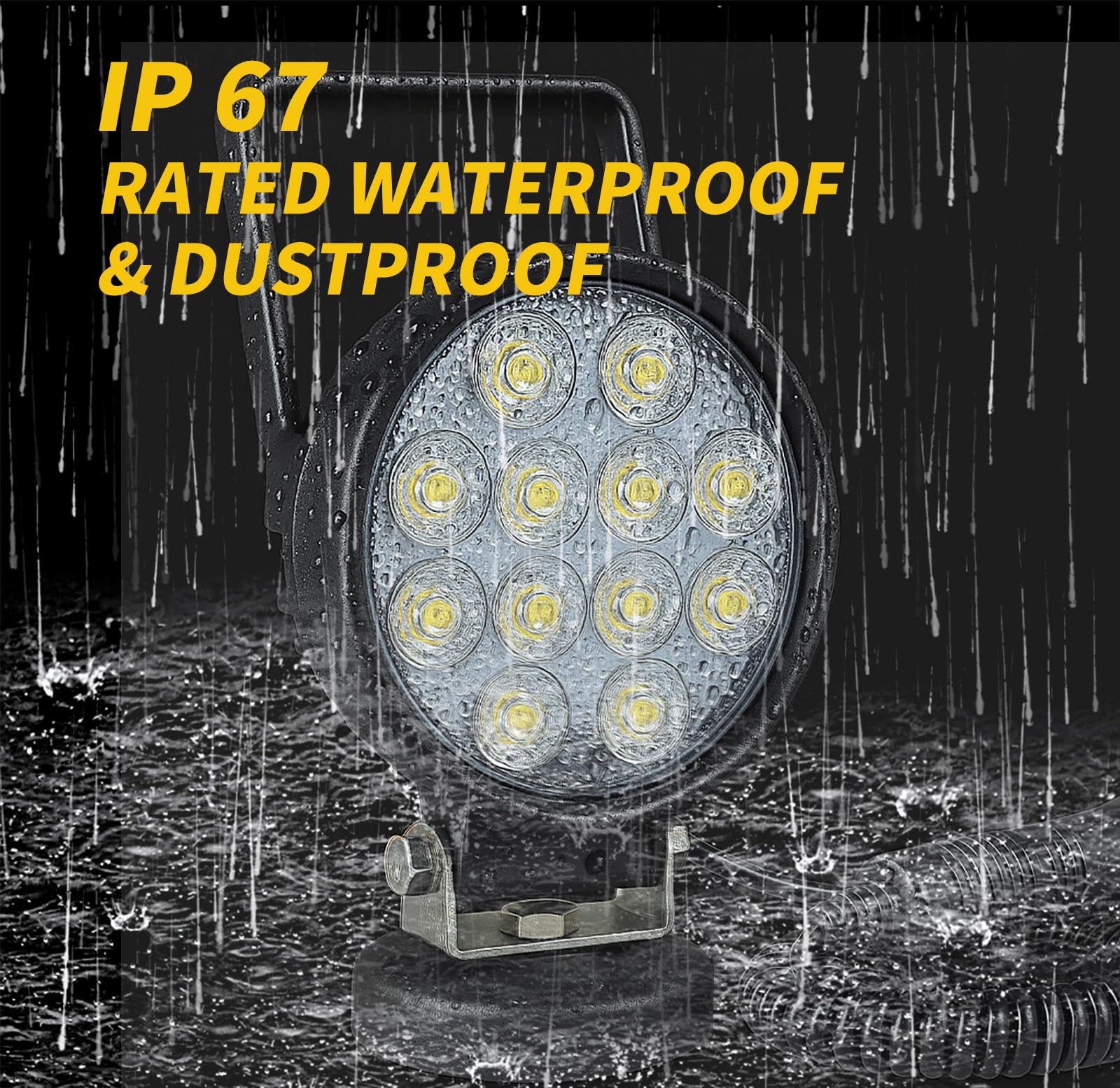 Willpower 1Pcs faro da ricerca led, 4 pollici 42w faretti led con base magnetica, Impermeabile Faro led 12v per Trattore Camion Off Road Auto SUV ATV 4x4
