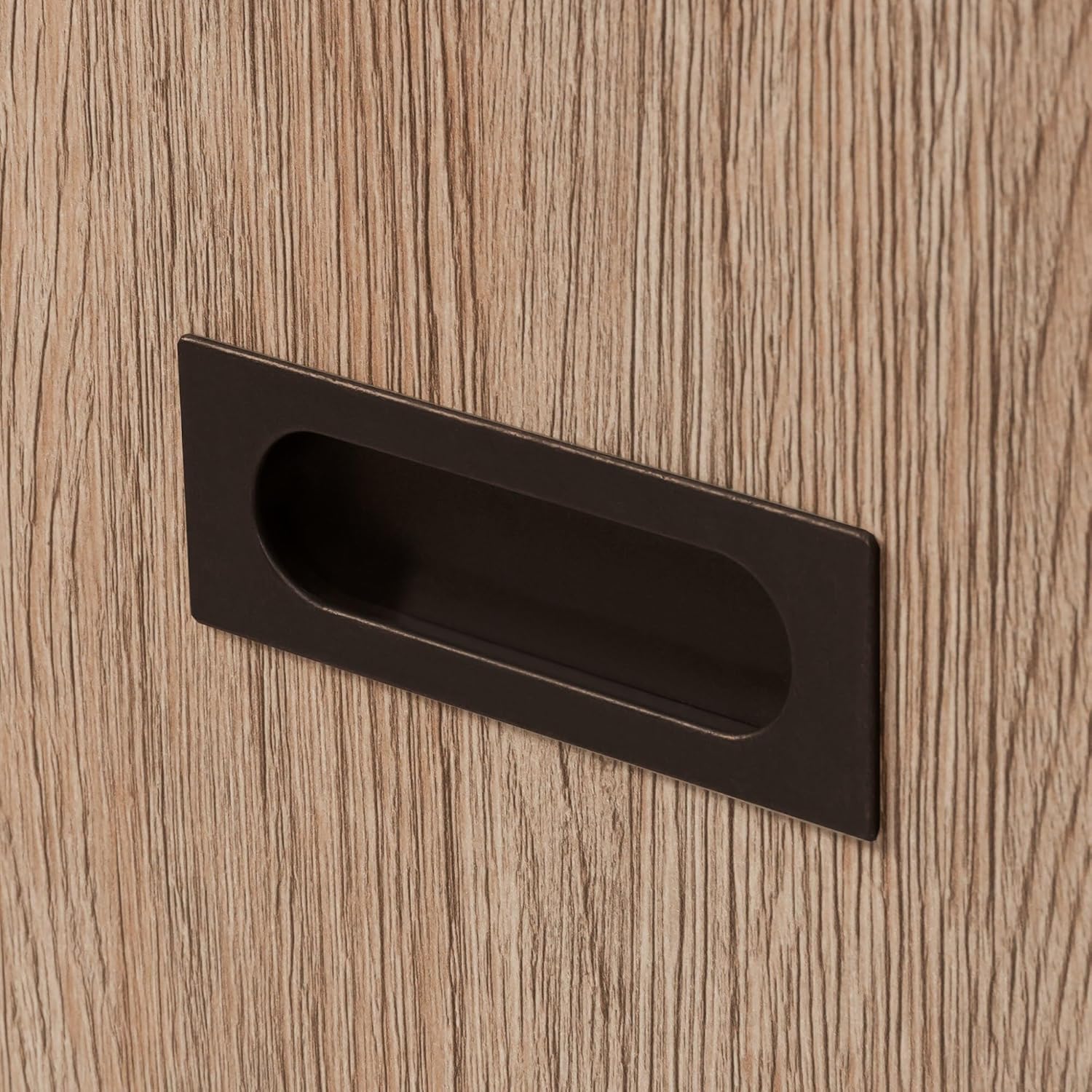 Close-up of a cabinet door handle