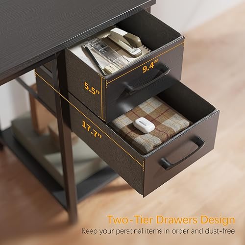 Miniatura 6 de Cubiker - Escritorio para computadora en casa, oficina, escritorio con cajones pequeño de 40 pulgadas (101.6 cm), mesa de estudio y escritura, Negro