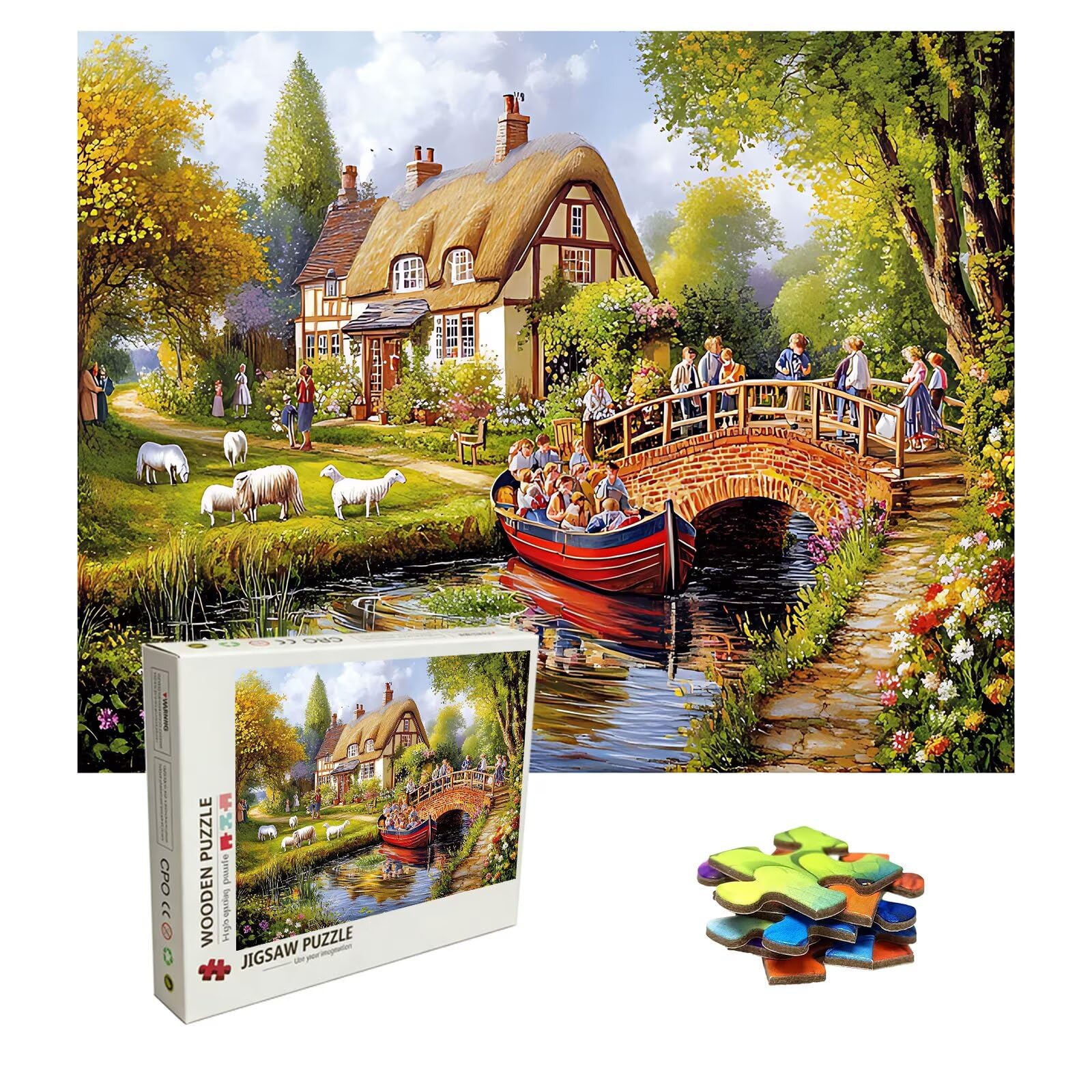 Gospodarstwo puzzle 1500 elementów, trudne puzzle, drewniane puzzle dla całej rodziny, zestaw "zrób to sam" dla dorosłych, nadają się jako dekoracja ścienna, prezent dla kobiet, temat: most 8p-675