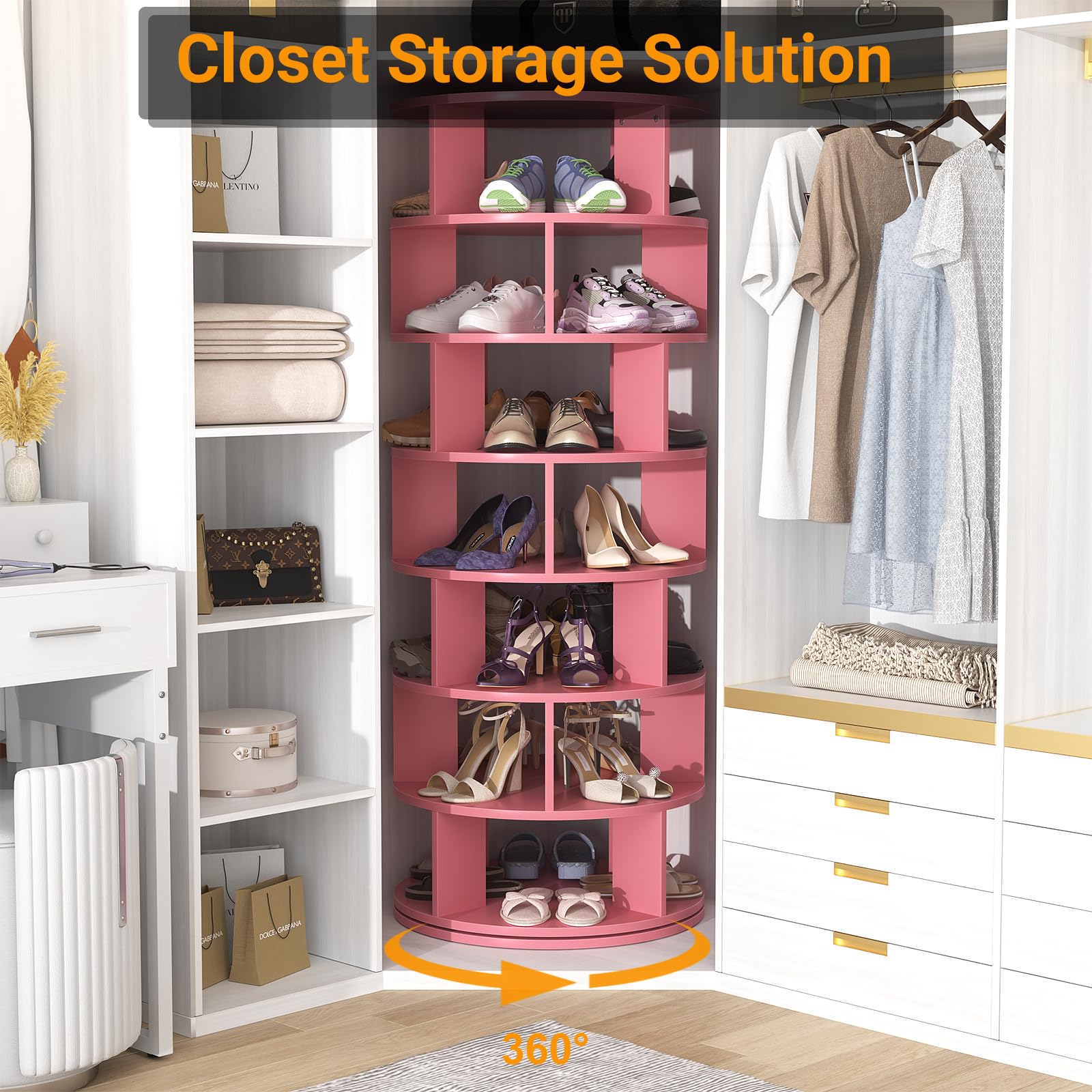 Round Shoe Table Rack Snapklik.com : Rotating Shoe Rack Tower, 7-Tier Spinning Shoe Rack 360 ...