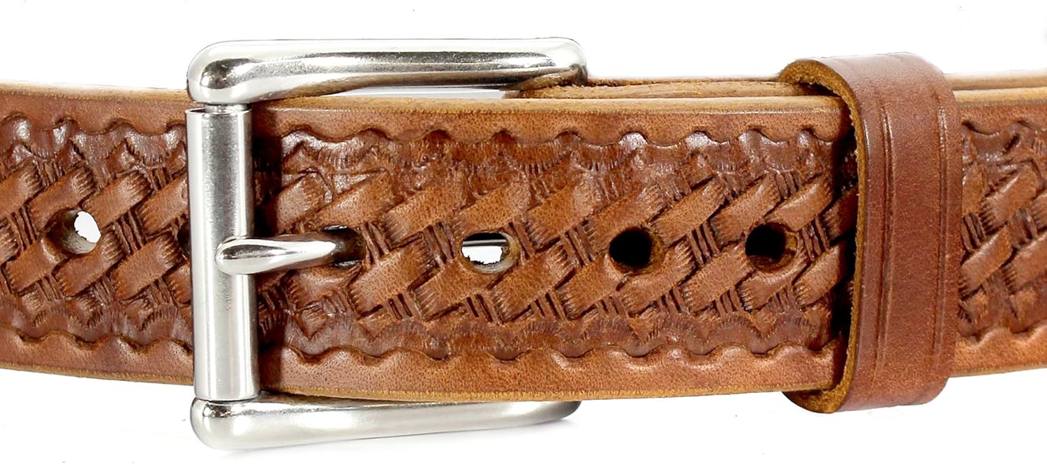 BULLBELT® Gun Belt - Original Ultimate Thickness Gun Belt - Made in the USA (54, Basket Weave - Caramel Tan)