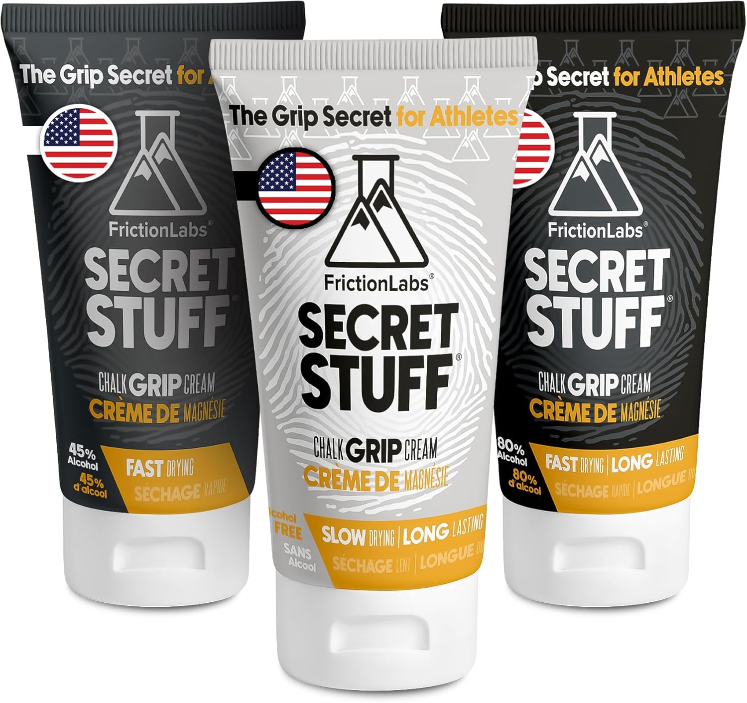 Friction Labs Secret Stuff Liquid Chalk Bundle – Original, Alcohol-Free, and Hygienic Formulas for Enhanced Grip – Ideal for Climbing, Weightlifting and More