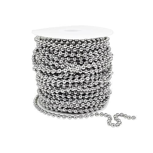 Miniatura 12 de HFS (R) Carrete de cadena de bolas de acero inoxidable 304 con 100 cierres para proyectos de bricolaje 100 pies 3/32 pulgadas (0.094 in) de diámetro