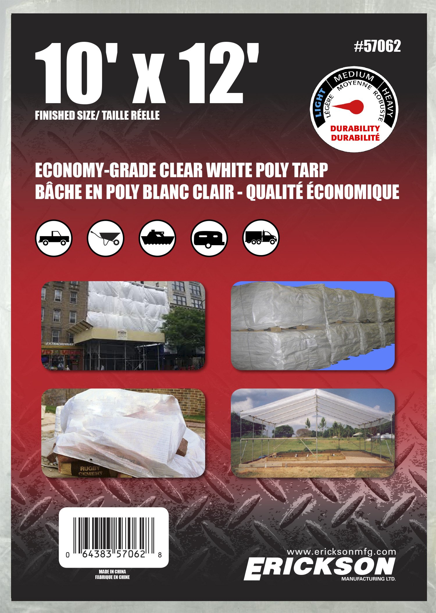 Amazon.com: Erickson 57062 Clear White Economy Grade Poly Tarp, 10