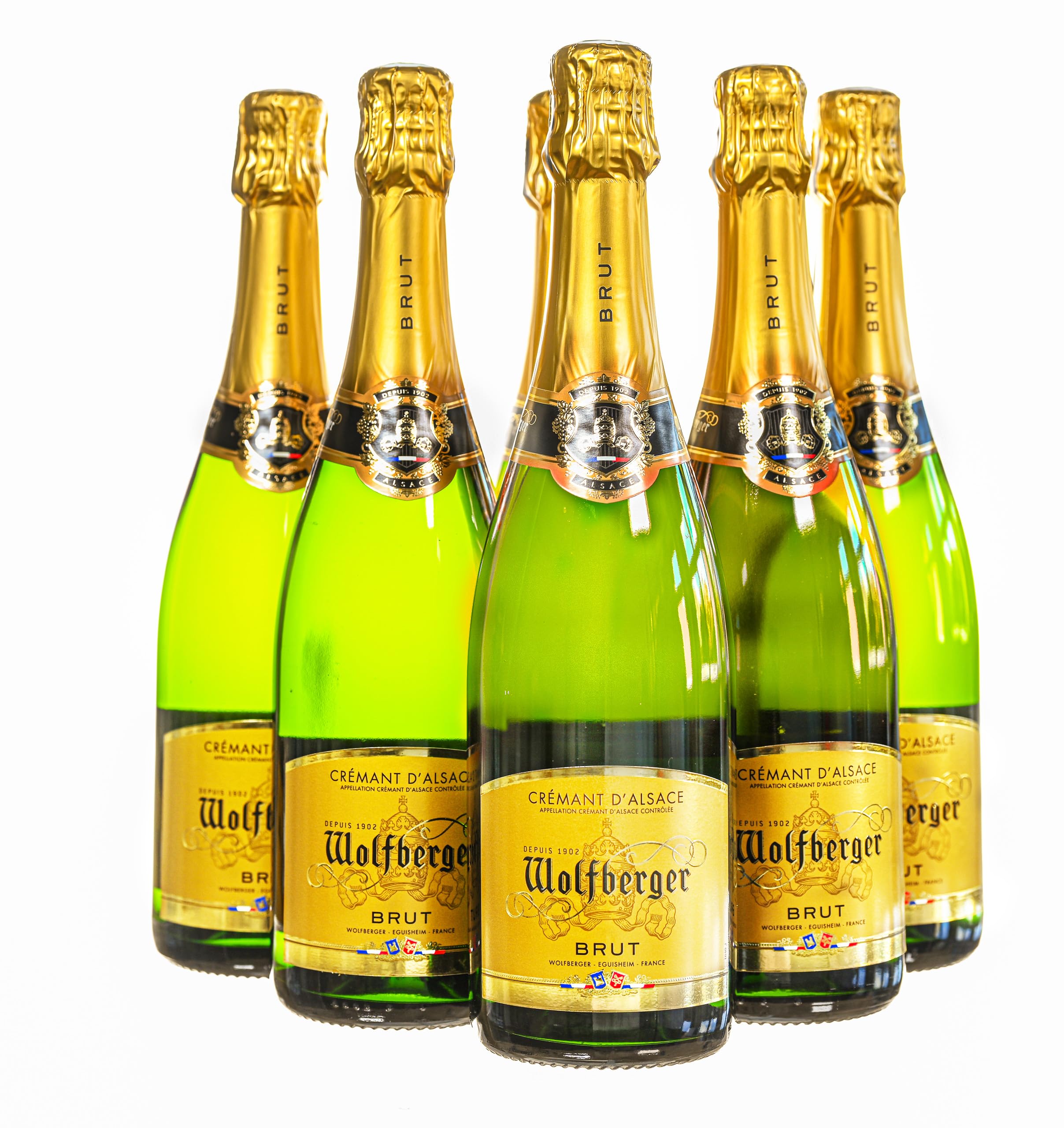 Wolfberger Crémant d´Alsace, brut, 6 Flaschen à 0,75 Liter. Idealer Begleiter für die schönen Momente im Leben und prickelnde Alternative für Sekt oder Champagner. Traditonelle Flaschengärung,
