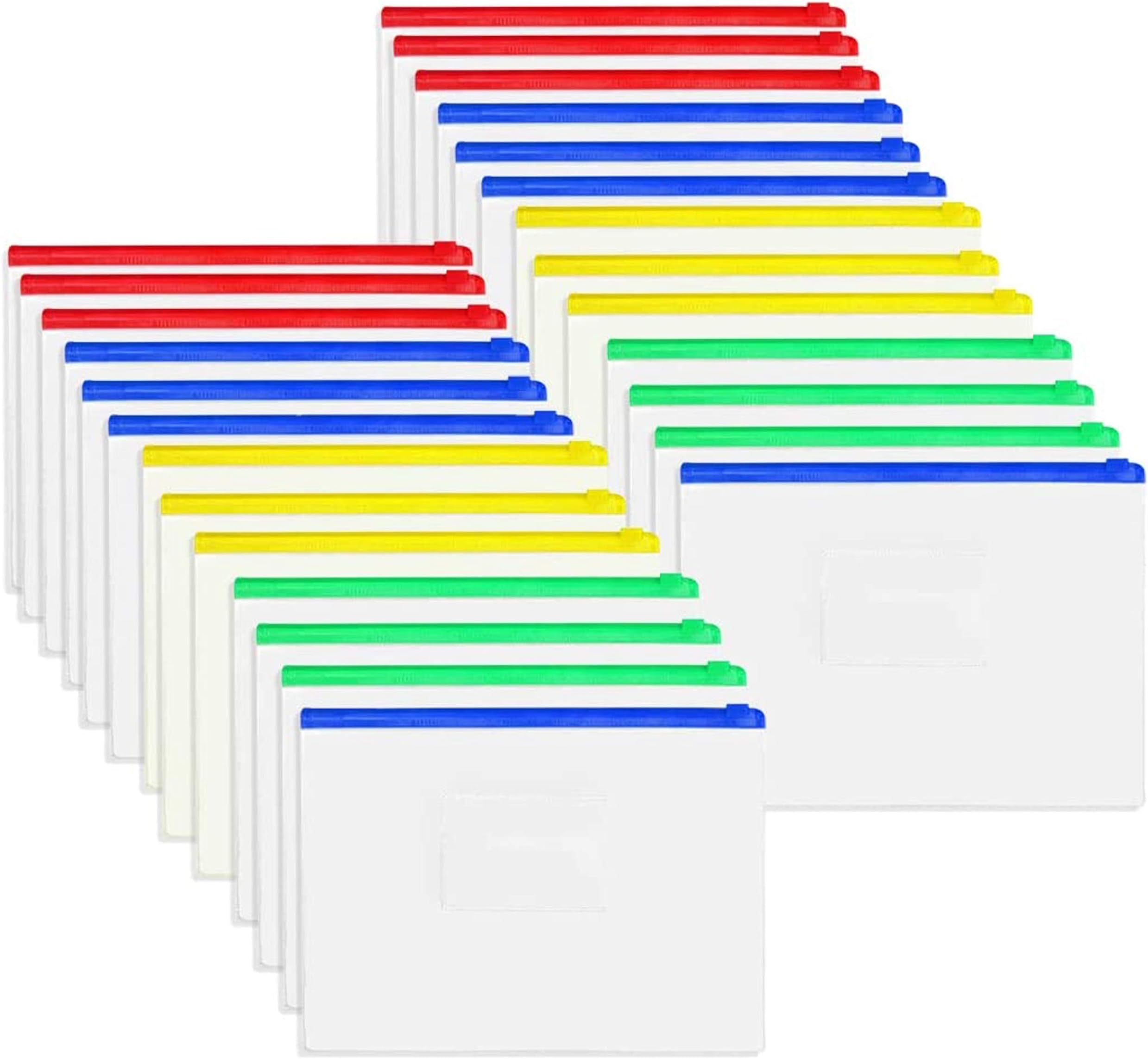 Zipper Pouch Document Bag, 26 Pcs Zip File Folders, PVC Waterproof Zip Document Filing Folder with 4 Colors, A4 Size/US Letter Size