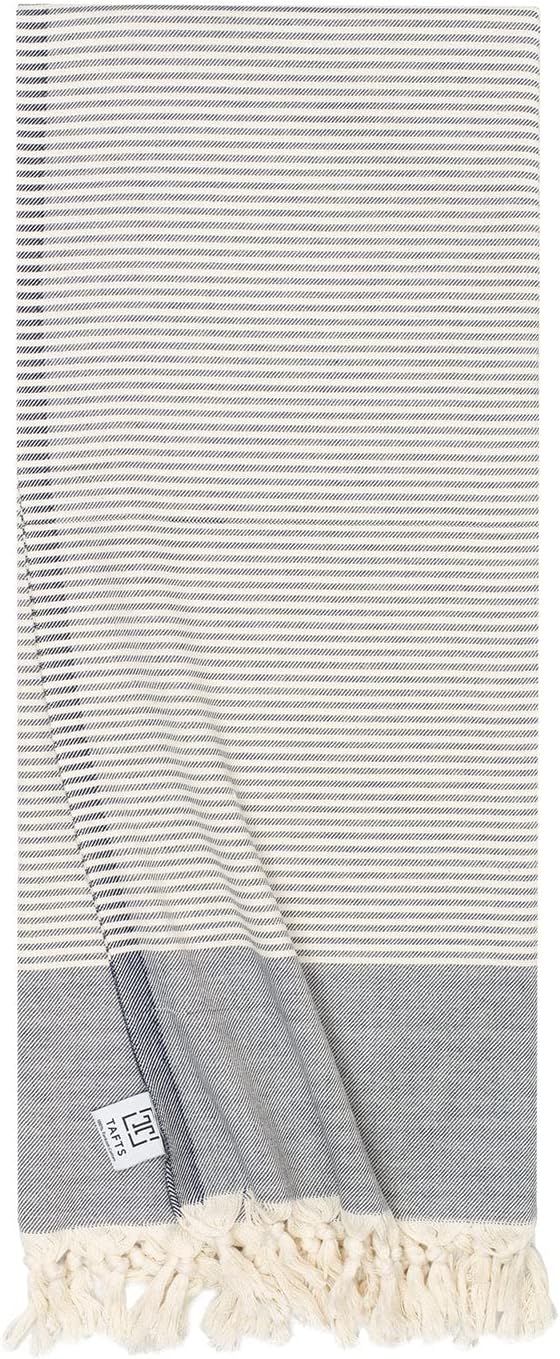 Tafts Home Striped Turkish Beach Towel (39 x 71) - Prewashed Turkish Towels, 100% Long Staple Cotton - Super Absorbent, Quick Dry Towels and Ultra Soft - No Shrinkage - Super Stylish - (Navy)