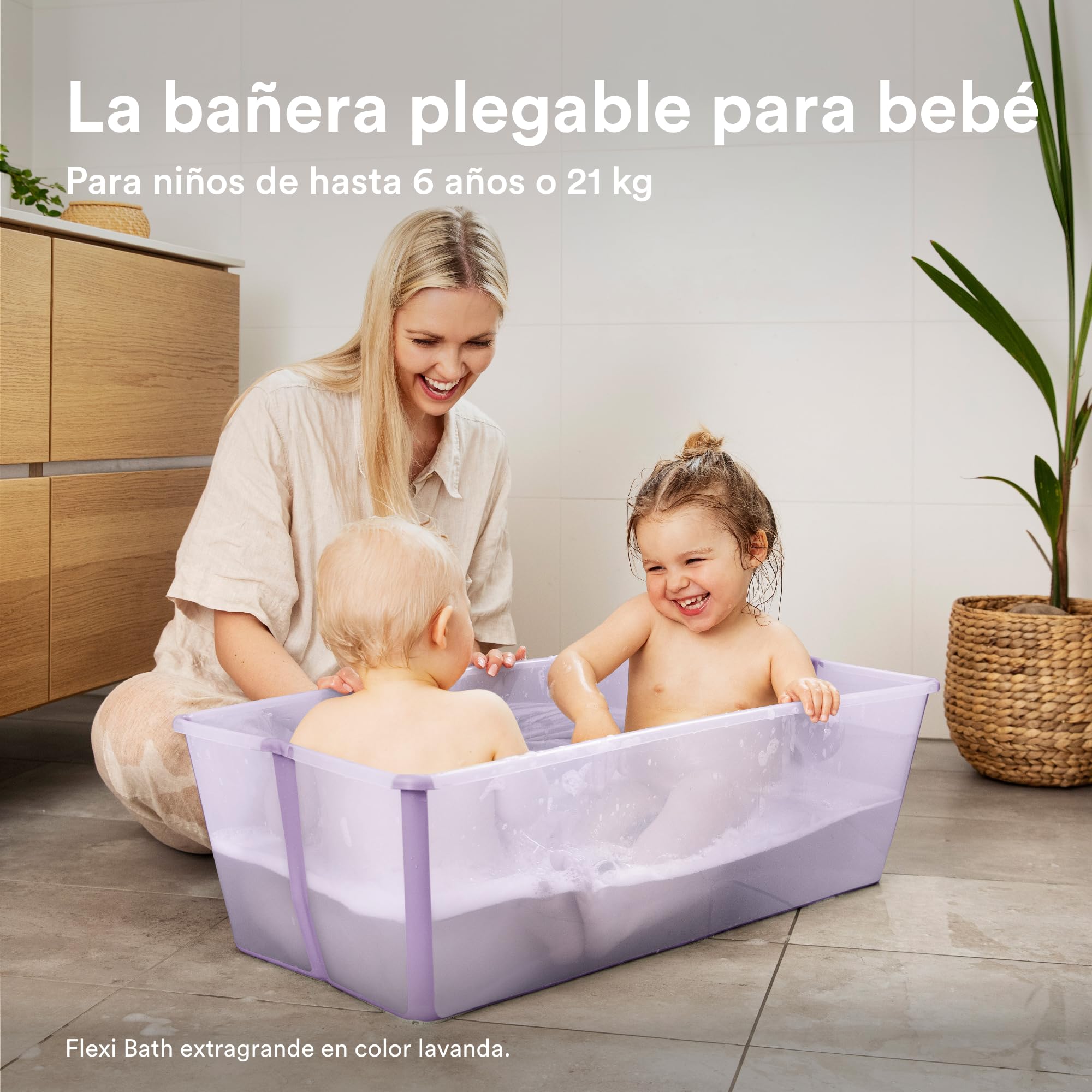 Bañera Stokke Flexi Bath XL, Blanca - Bañera plegable para bebé - Ligera, duradera y fácil de guardar - Práctica para usar en casa o de viaje - De o a 6 años