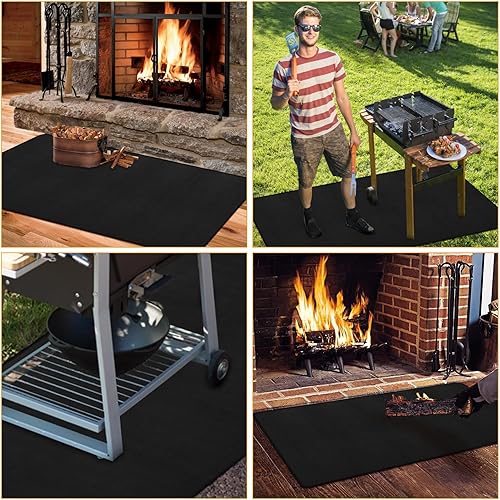 Miniatura 7 de Tapetes ignífugos de 32 x 60 pulgadas para chimeneas rectangulares resistentes al fuego, almohadillas de parrilla ignífugas, tapete para debajo