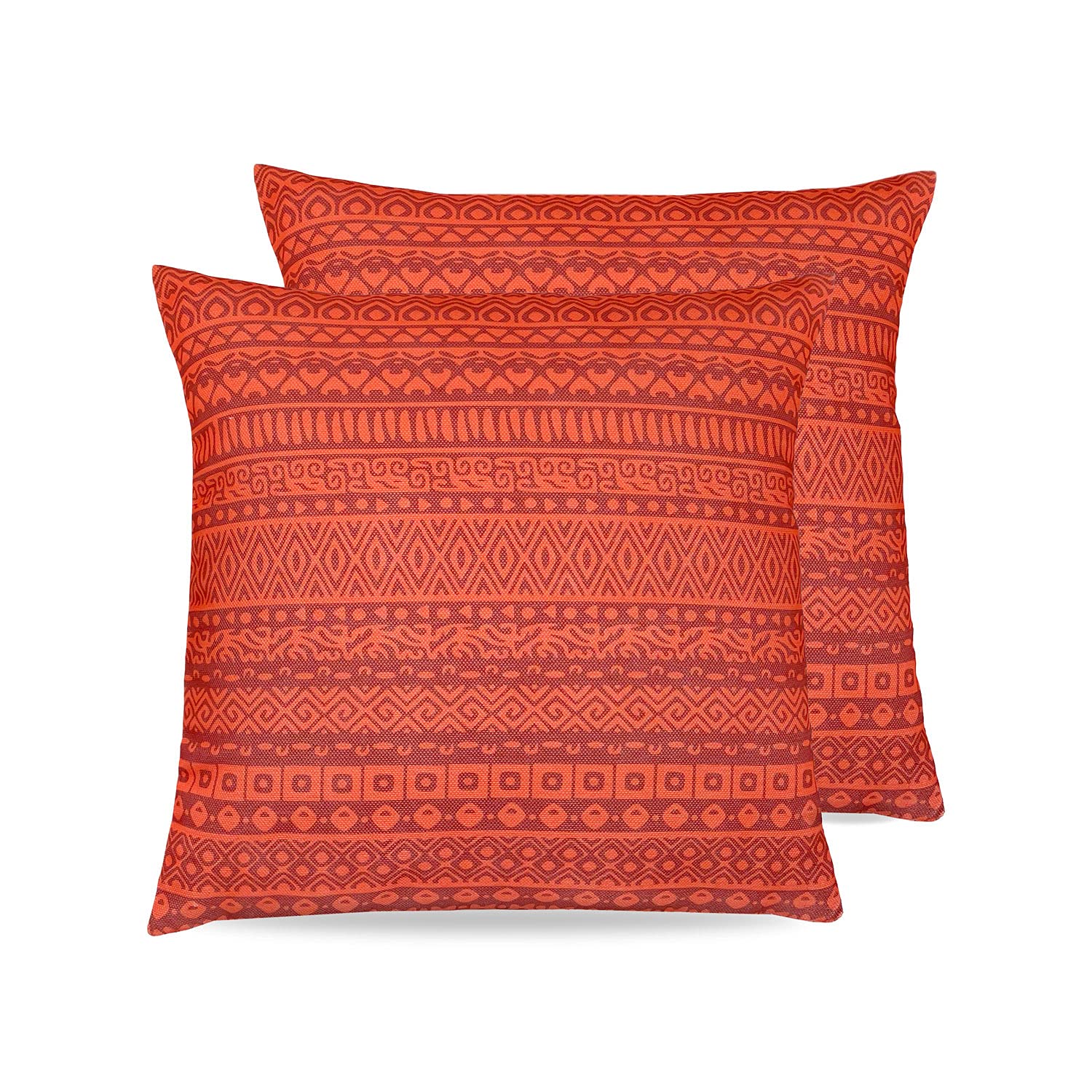 Cotinga Decorative Pillow Covers | 16 inch x 16 inch | Set of 2 | Throw Pillow Cover, Cushion Cover, Pillowcase | Home Decor for Sofa Couch Patio Bed Chair (Ethnic Pattern | Burnt Orange)