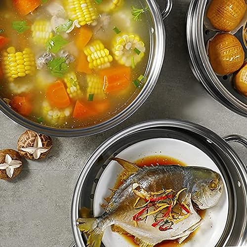 Miniatura 5 de Juego de vaporizador de aluminio de 3 niveles de 11 38 pulgadas x 12 12 pulgadas, tamaño de agujero de 18 pulgadas, olla de vapor multiusos,