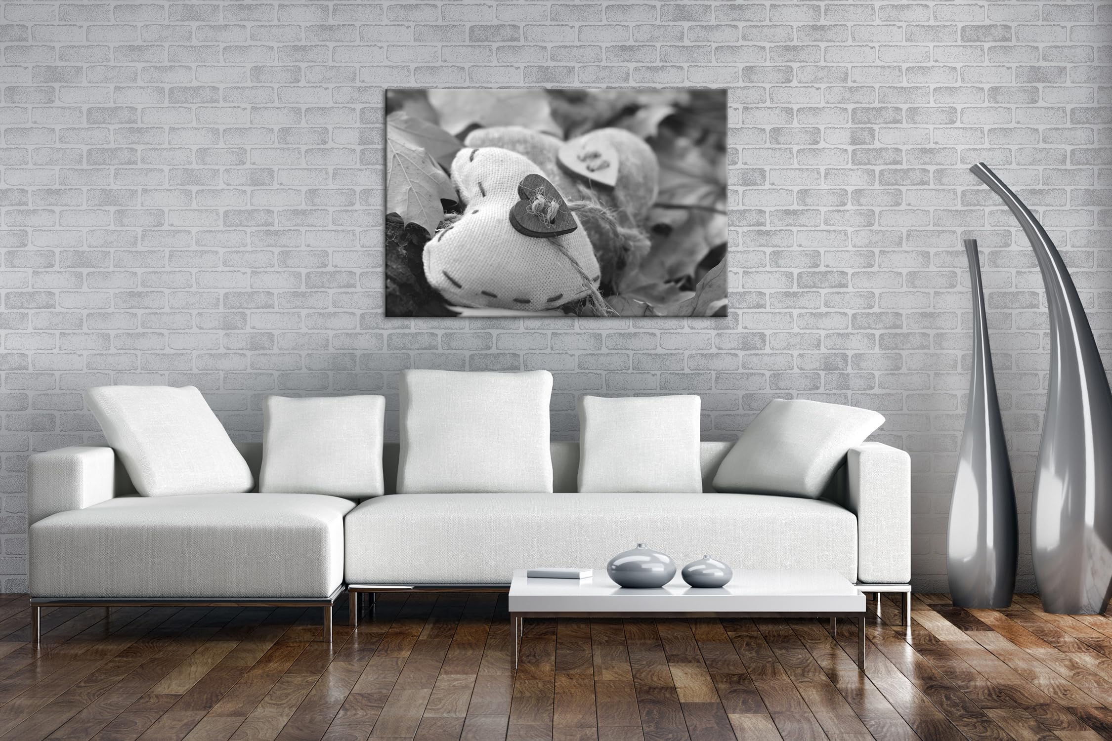 deyoli Décoration automnale - Format : 75 x 50 cm - Effet : noir/blanc - Impression numérique de qualité supérieure avec cadre en bois