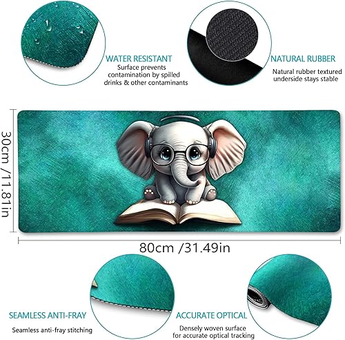 Miniatura 3 de Alfombrilla de mouse de elefante para escritorio, bonita alfombrilla de escritorio, alfombrilla de mouse grande antideslizante para computadora,