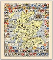 Vista 1 de Mapa de Escocia - Arte histórico del mapa escocés de L.G. Bullock. John Bartholomew & Son Ltd. Edimburgo, 1950, mapa de regalo escocés, arte