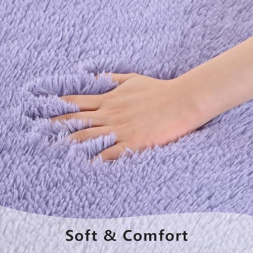 Miniatura 4 de Zedrew Alfombras de pasillo color lavanda para dormitorio, sala de estar, 2 x 6 pies, alfombras de noche esponjosas, alfombra suave y lanuda para