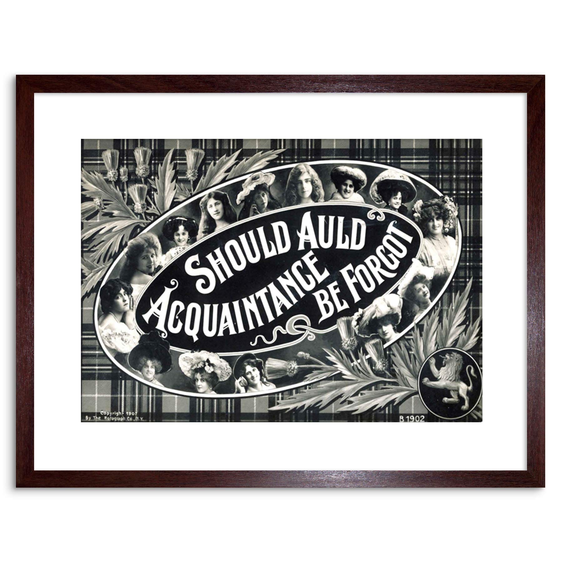 Wee Blue Coo The Art Stop Scottish Hogmanay Tartan Thistle Acquaintance Framed Art Print
