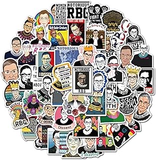 50 Pcs Ruth Badger Ginsburg Vinyl Sticker Waterproof Stickers Bomb for Wall, Computer, Laptop, Skateboard, Water Bottle, Mug, Kids Scrapbook Gift for Birthday, Christmas, Thanksgiving (RBG)
