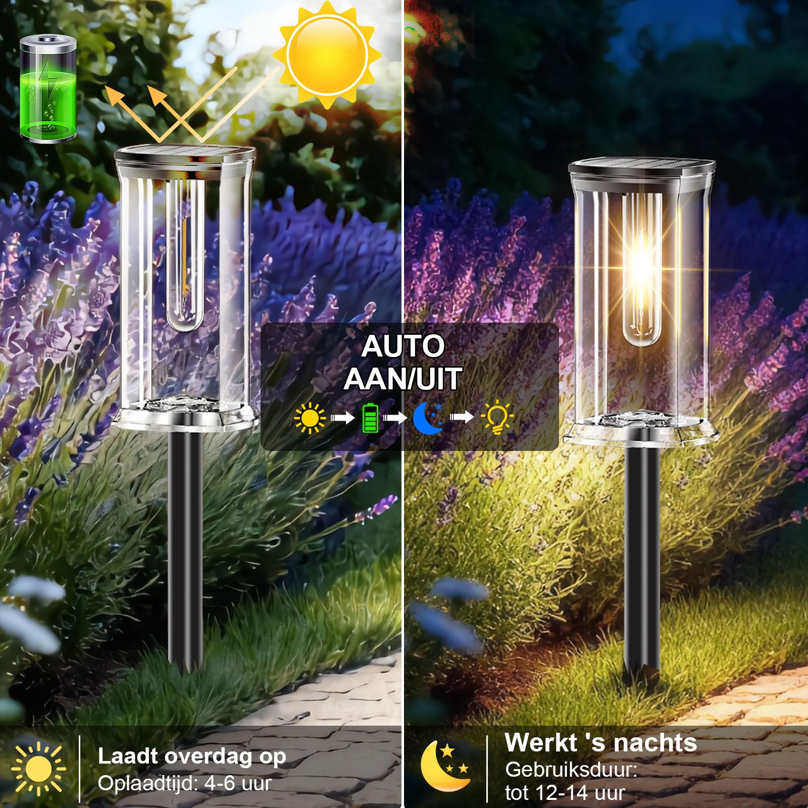 SOLARBABY Lampes Solaires Extérieur Jardin - Lot de 12 LED Blanc Chaud, Lampe Solaire Jardin IP65 Étanche, Éclairage Jardin Solaire Auto, Lampes Solaires Décoratives pour Allée Chemin Pelouse Piscine