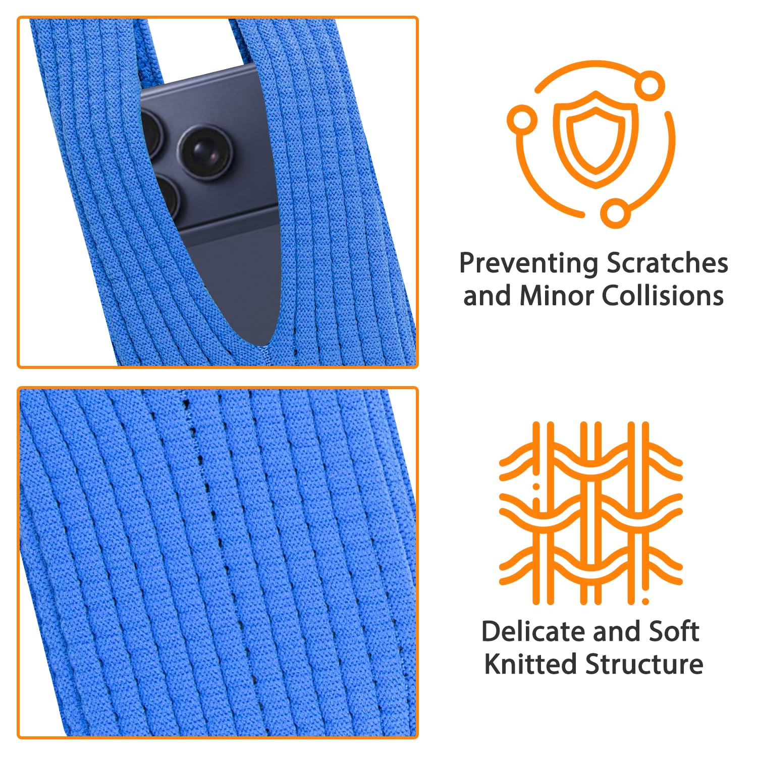 SOULWIT Pochette Téléphone Tricotée, Étui en Tricot Léger et Extensible pour Téléphone Portable, Sacs Bandoulière et Plusieurs Styles de Port