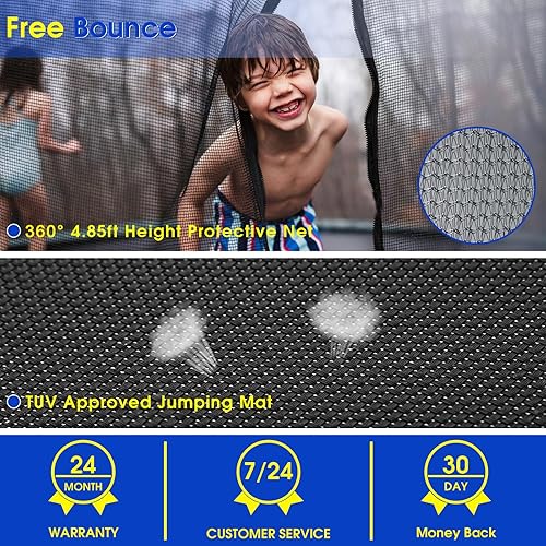 Miniatura 5 de SKYUP Tranpoline - Tranpoline de 1500 libras, 16, 15, 14 y 12 pies para niños y adultos, resistente al viento con red de cierre, aro de baloncesto,