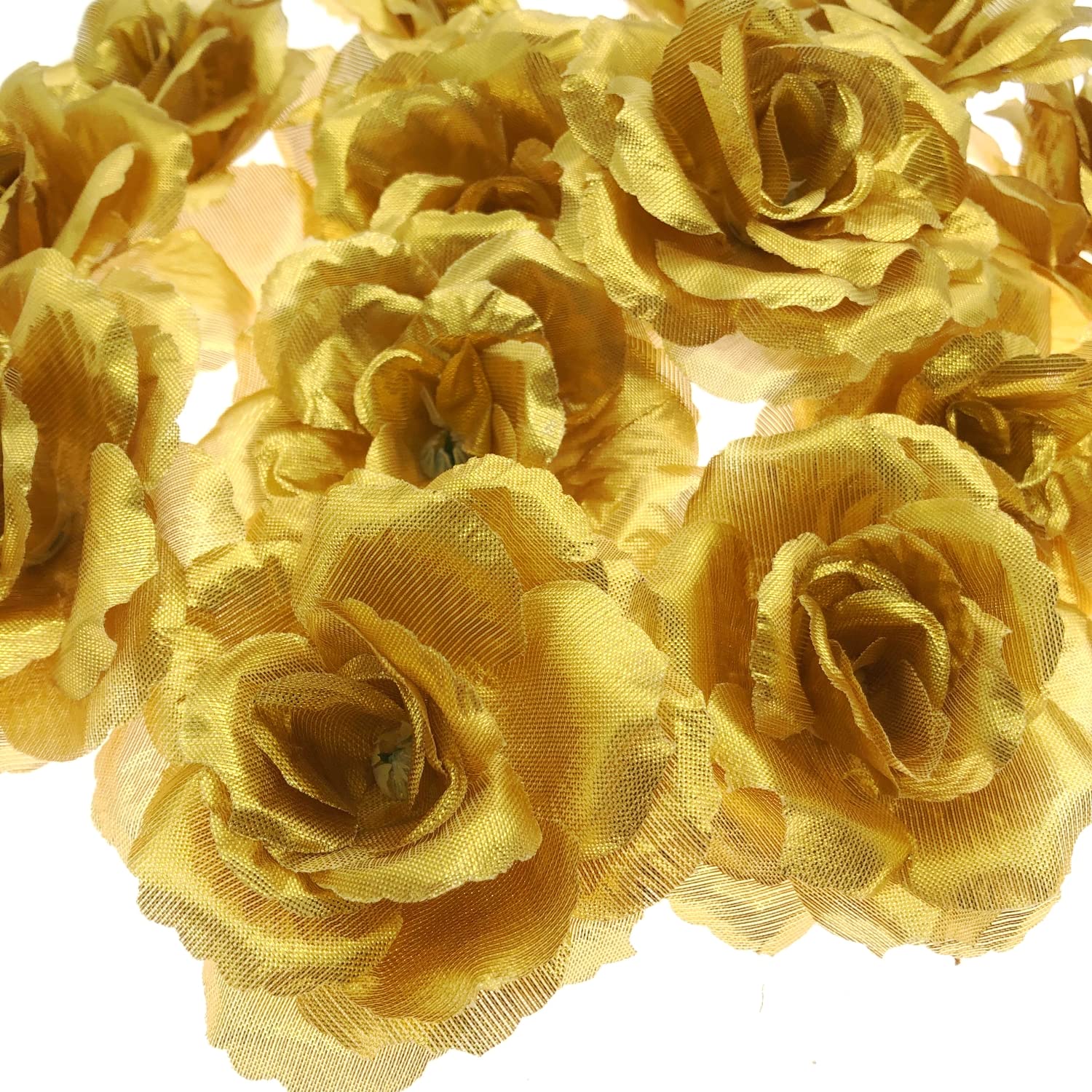 JZK 20 x Gold artificial rose heads fake flower wedding decoration for Valentine's Day Hen party Engagement party - Image 2