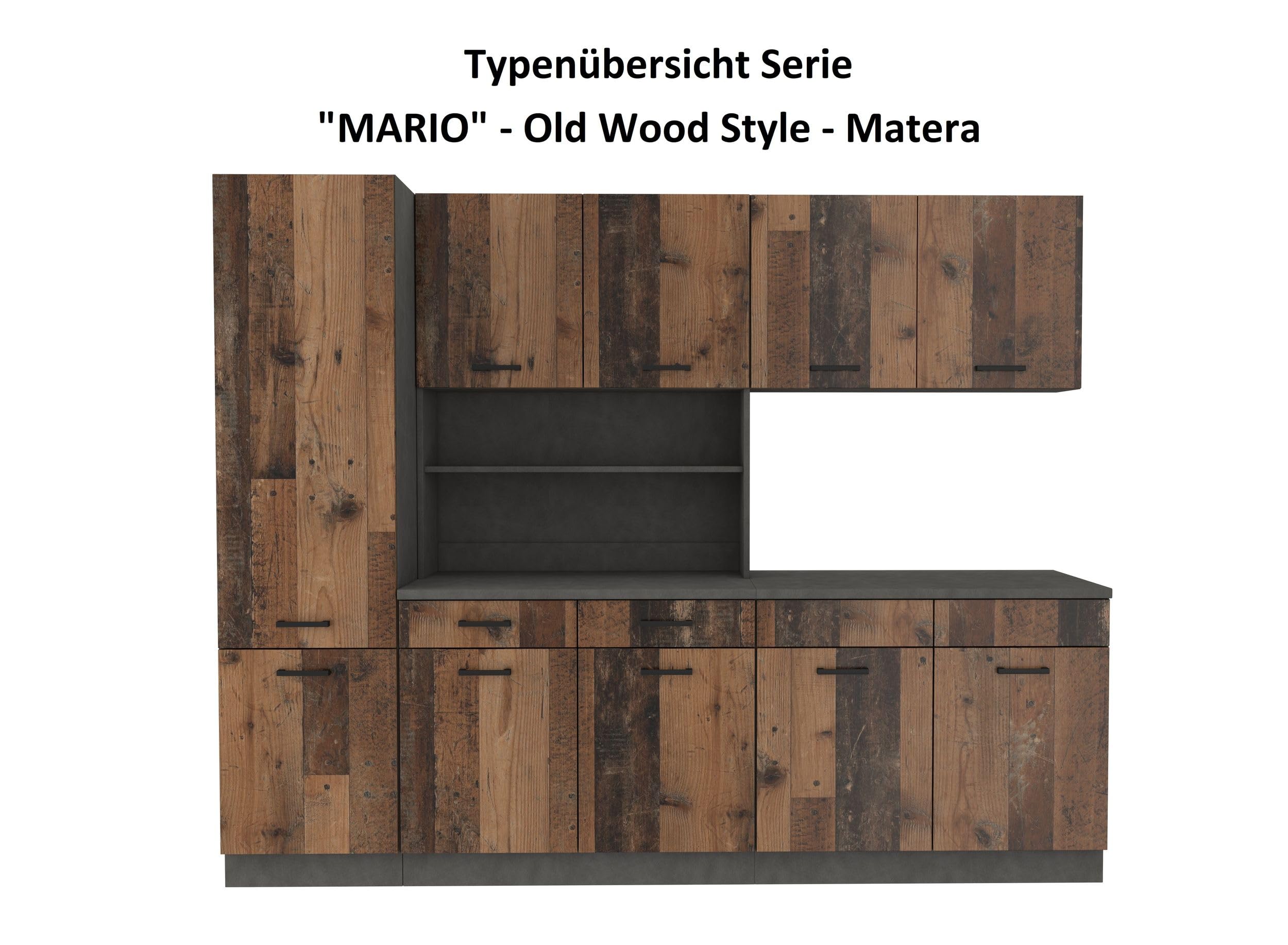 Kuechen-preisbombe Buffet Küche Mario 150 Küchenzeile Küchenblock Einbauküche Old Wood Style Matera
