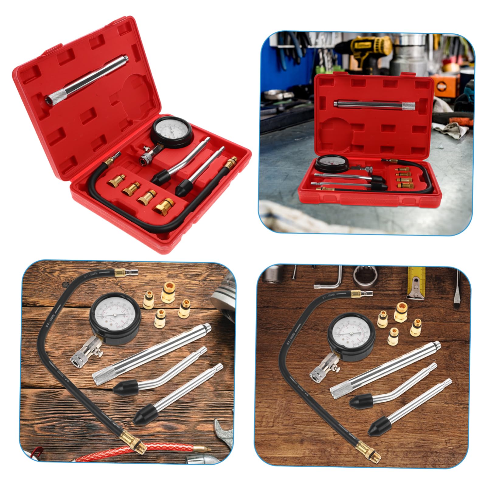 Cabilock Tester Compressione Del Cilindro Per Auto e Misuratore Pressione Per Riparazioni Kit Test Compressione Completo Strumento Adattabile Per Piccoli Motori e Motori Fuoribordo