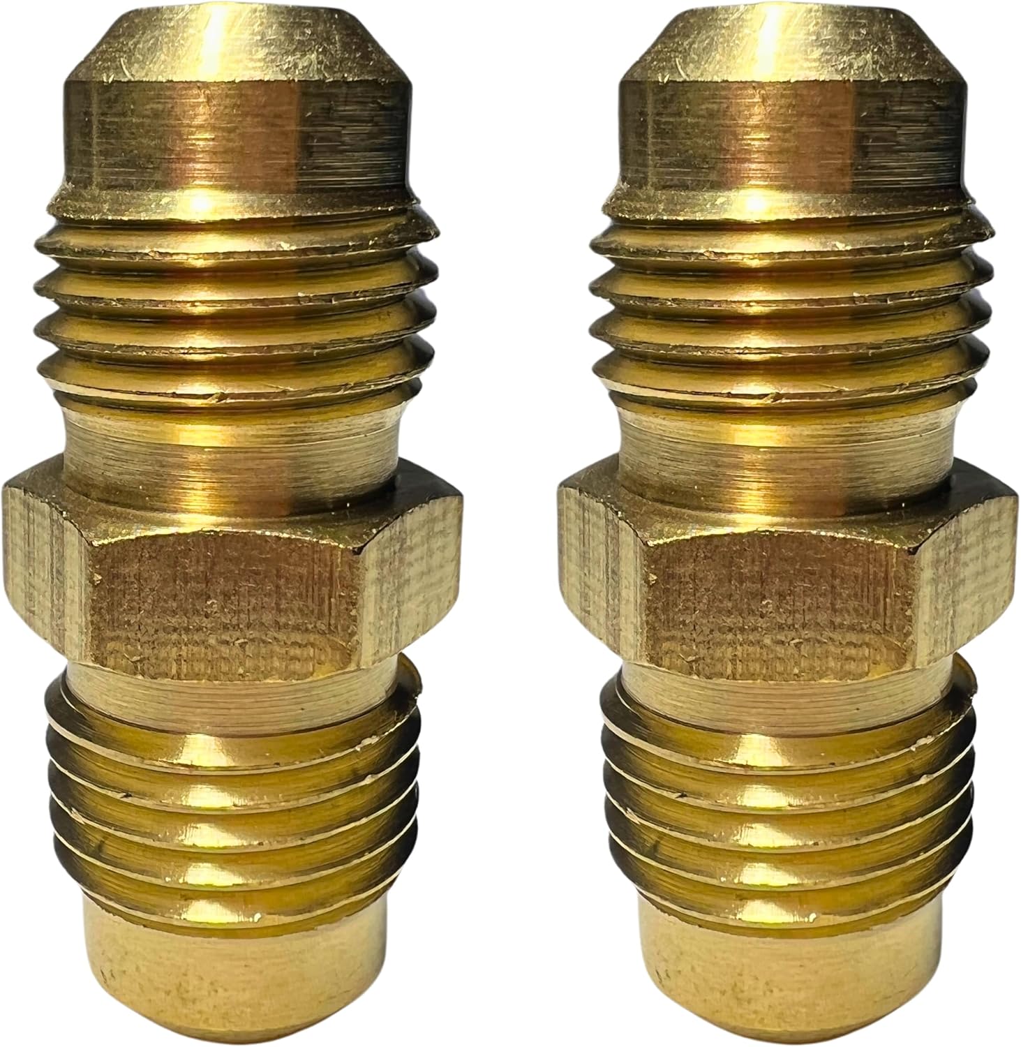 2pcs 1/4 Inch x 1/4 Inch Male Flare Connector Gas Adapter Union Brass Tube Coupler Fitting by CX WONDERLAND