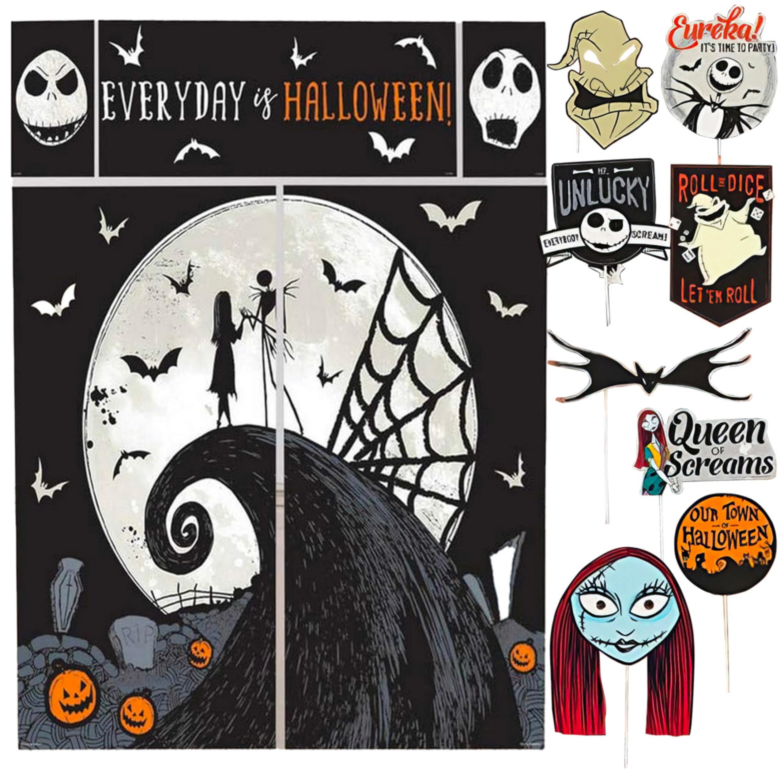 Disney Tim Burton's Nightmare Before Christmas Scene Setters with Photo Props - 17-Pc - Perfect Instagram Moments