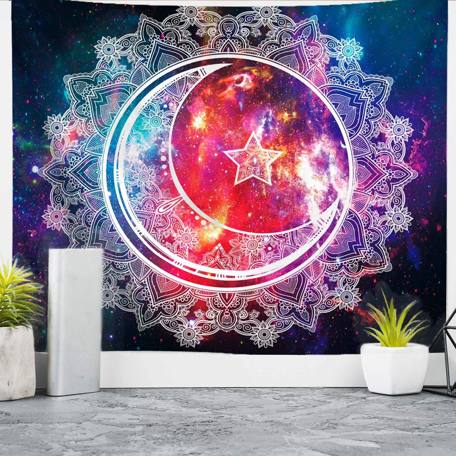 Nidoul Psychedelic Tapestry Wall Hanging, Boho Mandala Tapestry, Celestial Starry Sky Wall Tapestry, Wall Art Decoration for Bedroom Living Room Dorm, Window Curtain Picnic Mat