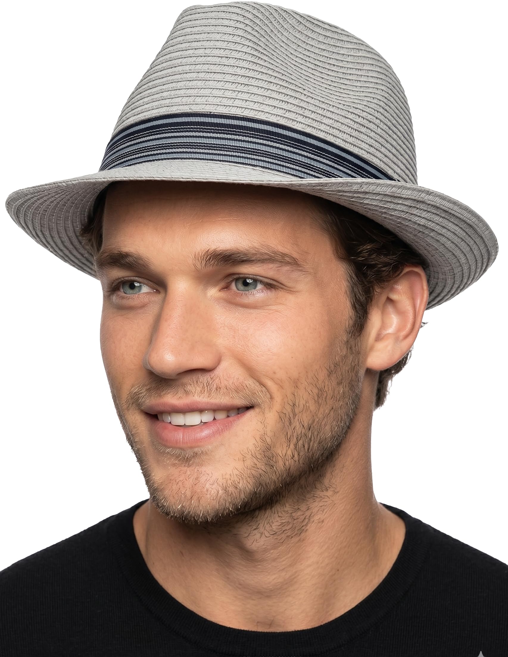 Funky Junque Packable Straw Fedora, Mens Panama Trilby Hat