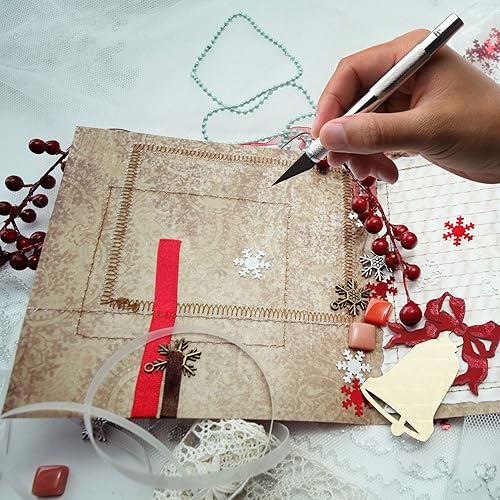 Miniatura 6 de Fancii cúter de precisión, 16 piezas, cuchillos afilados tipo navaja profesionales para manualidades, entretenimiento, álbum de recorte y escultura.