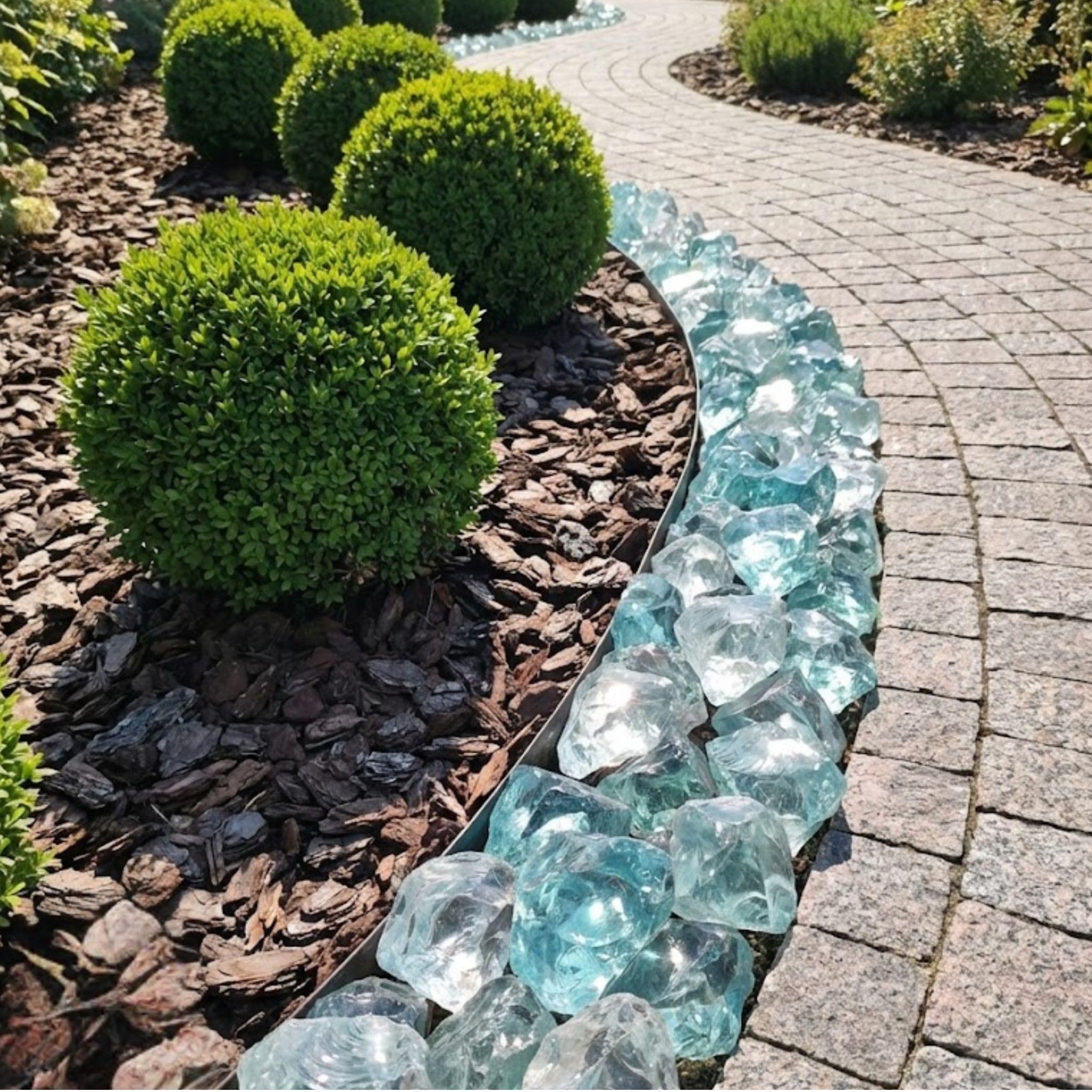 Glassteine Türkis für Garten & Aquarium 10 kg - Deko Glassteine für Gabionen, Vasen & Blumentöpfe 8-12 cm - Hochwertige Glasbrocken 100% Recycelt, UV-Beständig & Wetterfest
