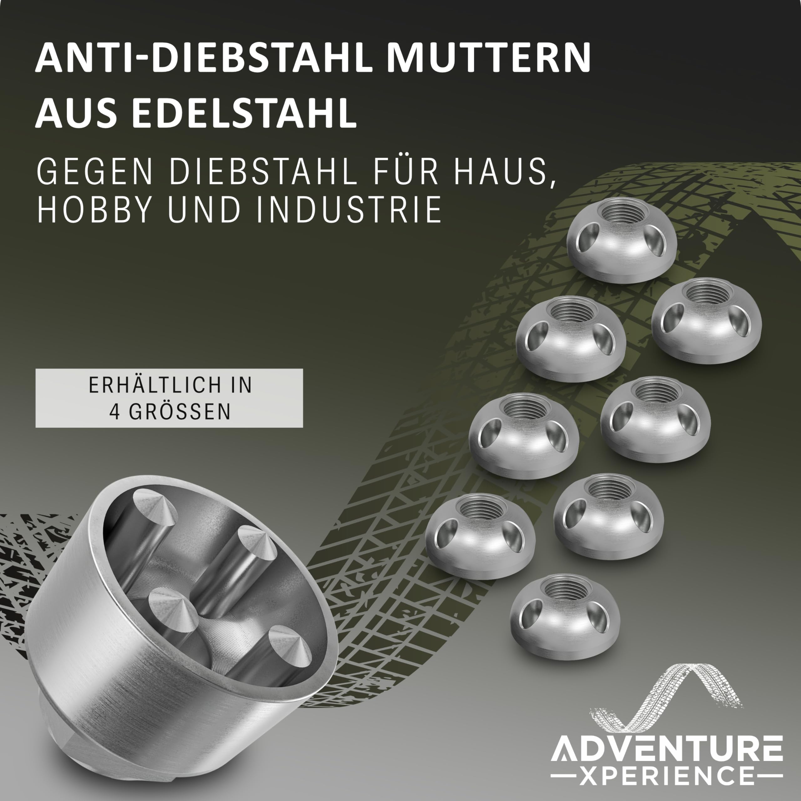 Edelstahl Anti-Diebstahl Muttern M6 M8 M10 M12 V2A diebstahlhemmende Sicherheitsmutter V2A Mutternschloss Diebstahlschutz Diebstahlsicherung 4-LOCH (M8, 8 Muttern 1 Schloss)