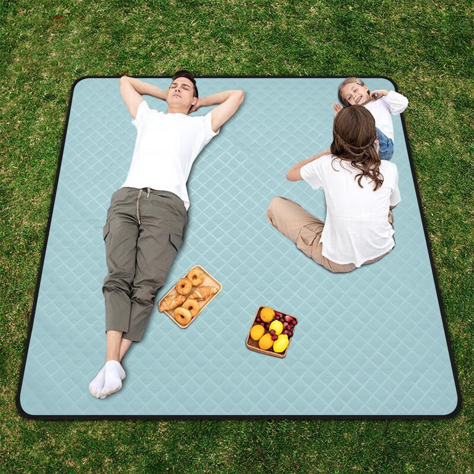 Manta de picnic impermeable de color azul pálido, grande, resistente al agua, para interiores, para familias, parejas, regalo para exteriores