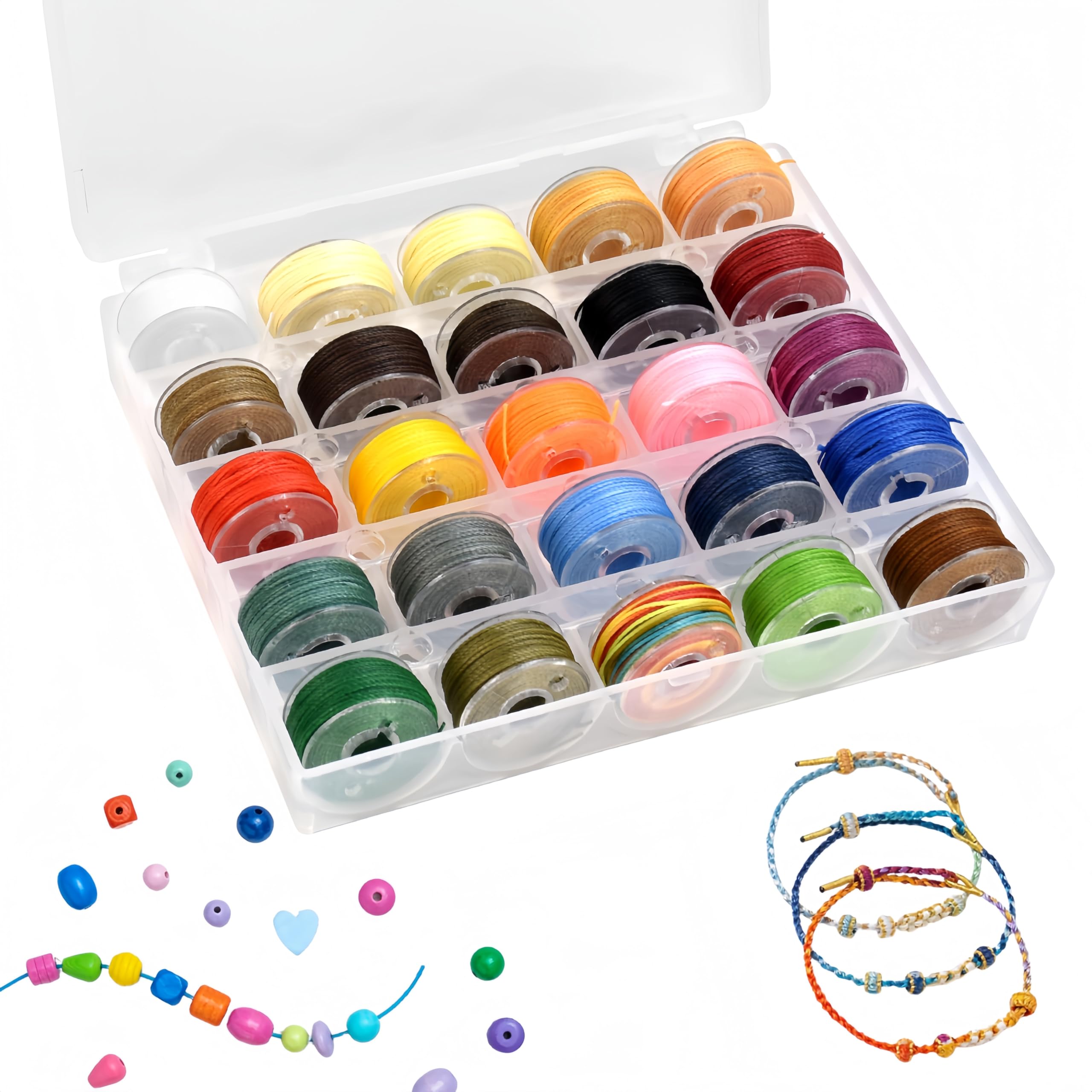 CAREDGO 25 Rollos Hilo Encerado Macrame 0.55mm 25 Colores de Hilo Encerado Trenzado Hilo De Cera Pulseras Hilo Encerado Pulsera Hilo Macrame Poliester Multicolor para Hacer Pulsera Macrame Manualidad