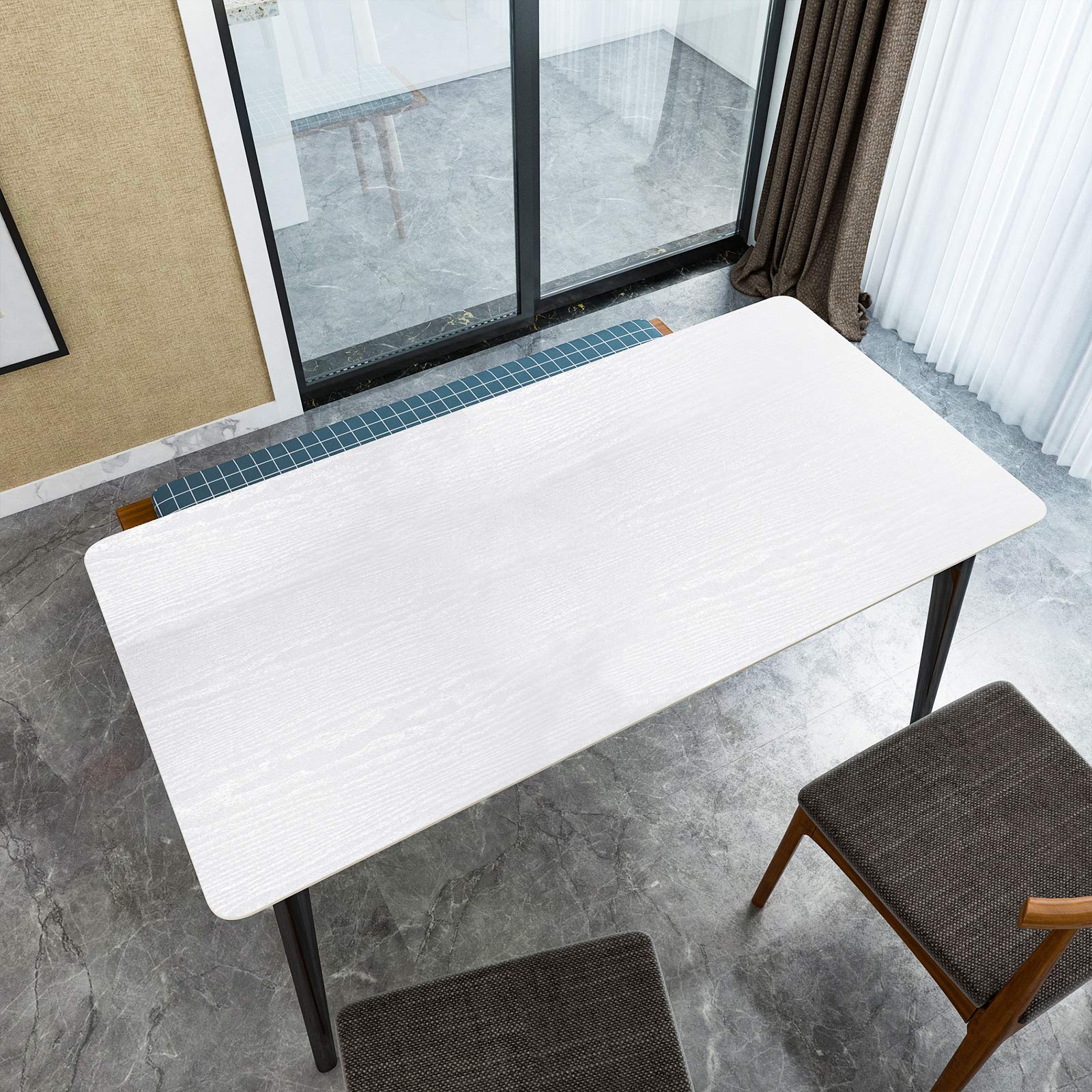 VEELIKE Papel Pintado Madera Vinilo Autoadhesivo Papel Pared Adhesivo Papel de Pared Vinilo Blanco para Muebles Puertas de Armario Encimera Cocina 0.4m x 18m