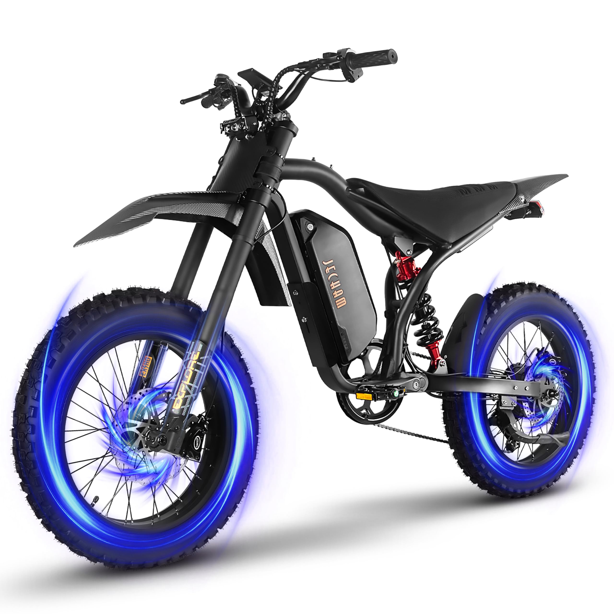 1200W 48V Electric Bike for Adults 15.6AH Removable Lithium Battery 44.2 Mph Max Speed 20"x4" Fat Tires 5-Speed Gears 7s Shimano Hydraulic Brakes Aluminum Frame with Rear Rack &amp; Fenders Scarlet