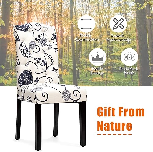 Miniatura 6 de Giantex Juego de 2 sillas de comedor de tela copetuda, beige, duraderas, ajustables