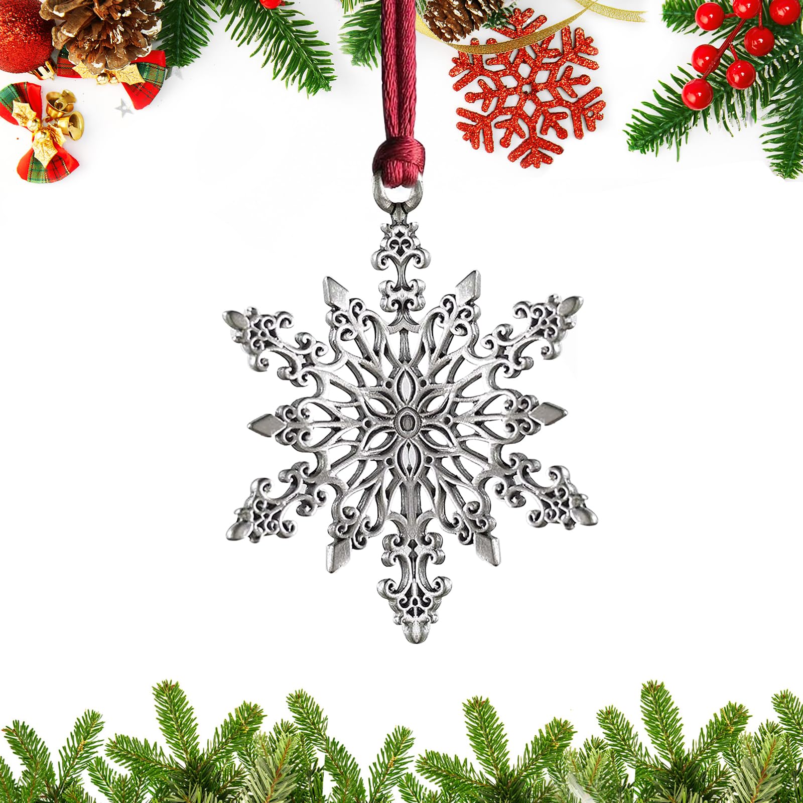 Christmas Ornaments, 2025 Solid Pewter Christmas Tree Ornament Handcrafted Metal DIY Hanging Craft Collectibles for Xmas Trees Home Party Party Gifts
