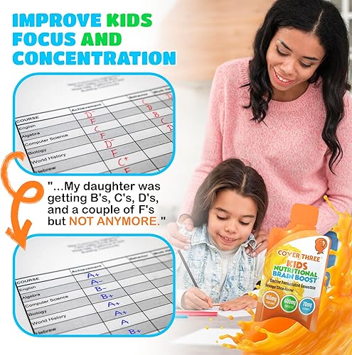 Miniatura 3 de Cover Three Suplemento cerebral para niños, batido líquido Omega 3 para niños, aceite de pescado DHA emocional, salud física, enfoque y atención,