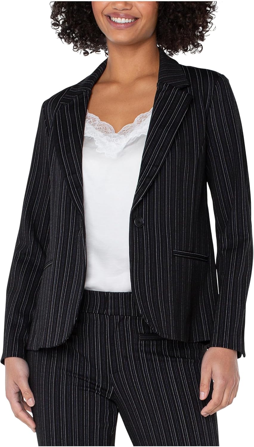 Liverpool Womens Stripe Knit Jacquard Fitted Blazer