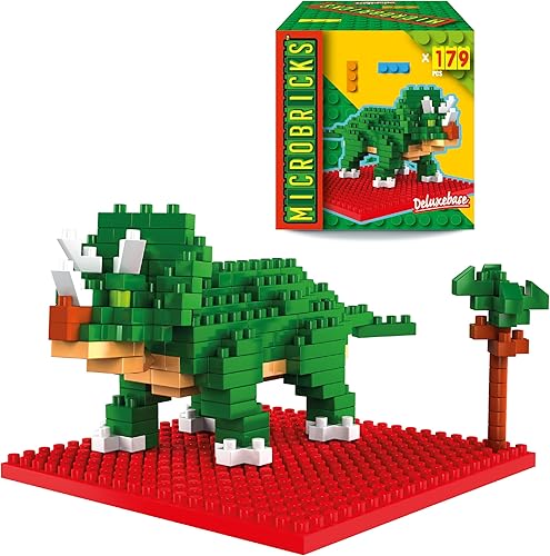 Microbricks - Triceratops de Deluxebase Rompecabezas de dinosaurio de bloque pequeño Rompecabezas 3D fácil de usar con temática jurásica para niños
