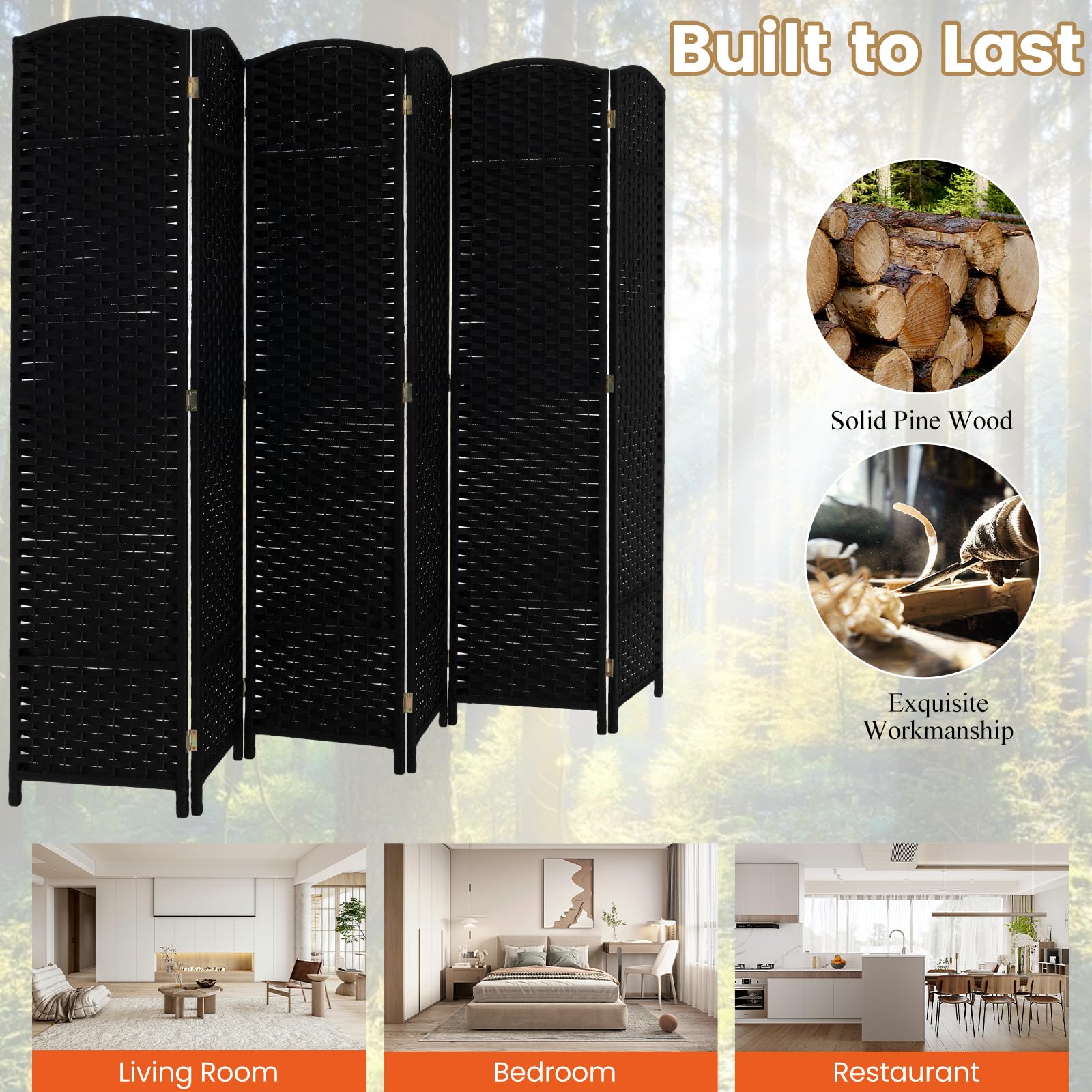 LZQ Raumteiler Auf Rollen 275 X 180 Cm, Paravent 3-teilig, Trennwand Faltbar