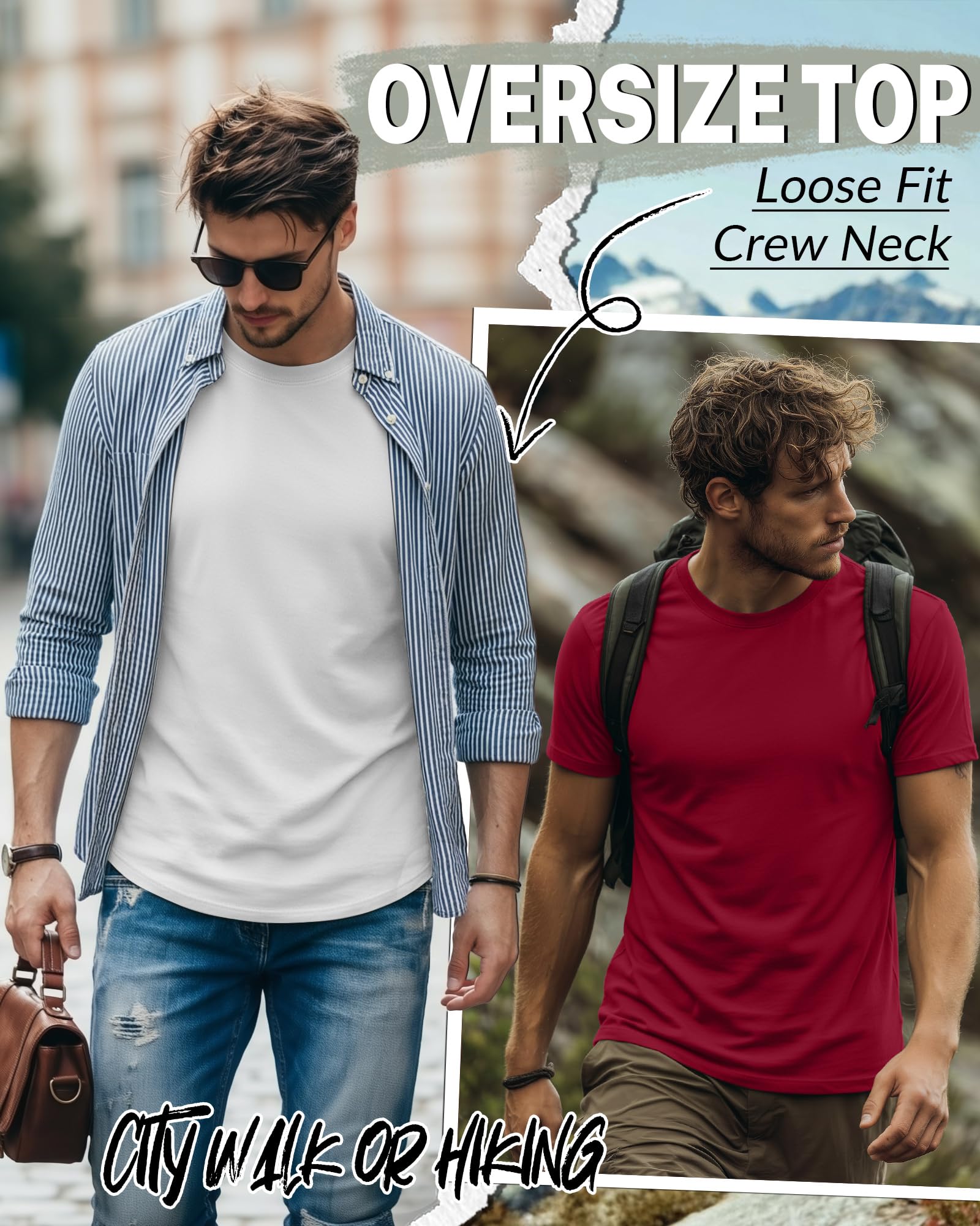 Ficerd Pack de 5 Camisetas Hombre Tallas Grandes Manga Corta Algodón Verano Corte Holgado Cómodas Básicas para Uso Diario