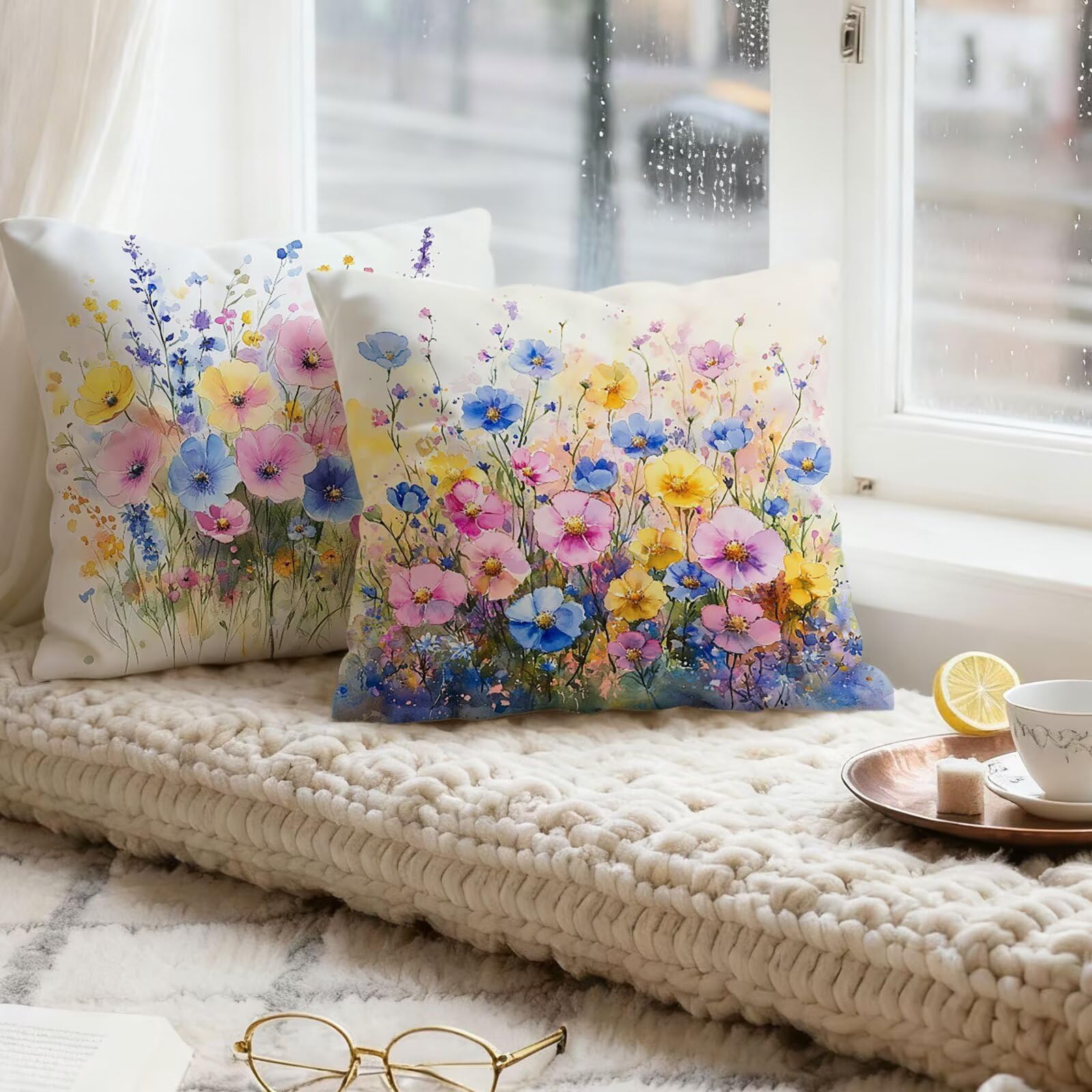 Vistoso Funda Cojin 60x60 Flor Funda Almohada 60x60 Cojines Sofa Súper Suave Fundas Cojines Decorativos Fundas Almohadas 4 Piezas Almohada Cervicales y Cuello, para Hogar Cama Salon Decoracion E - 815