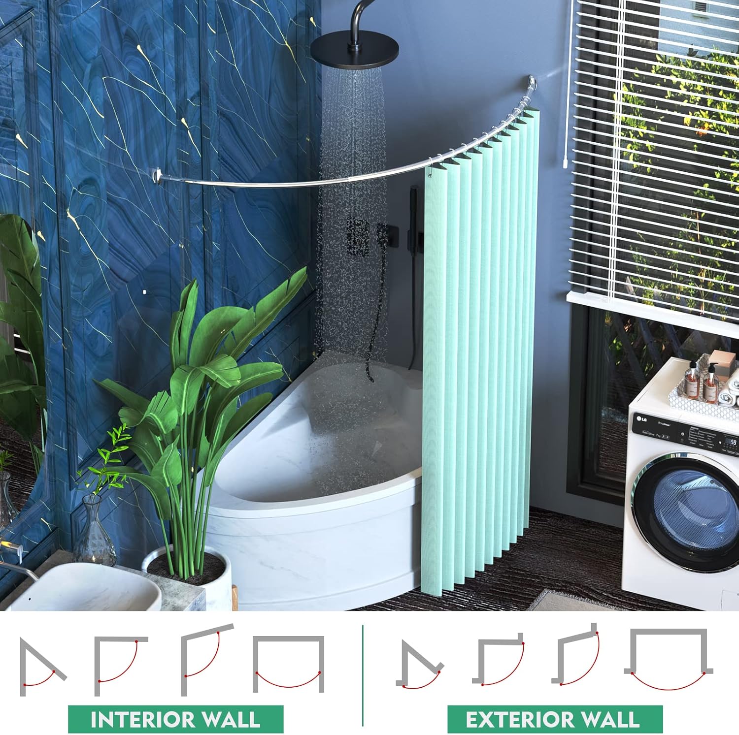 PrettyHome Adjustable Curved Shower Curtain Rod Rustproof Expandable 38