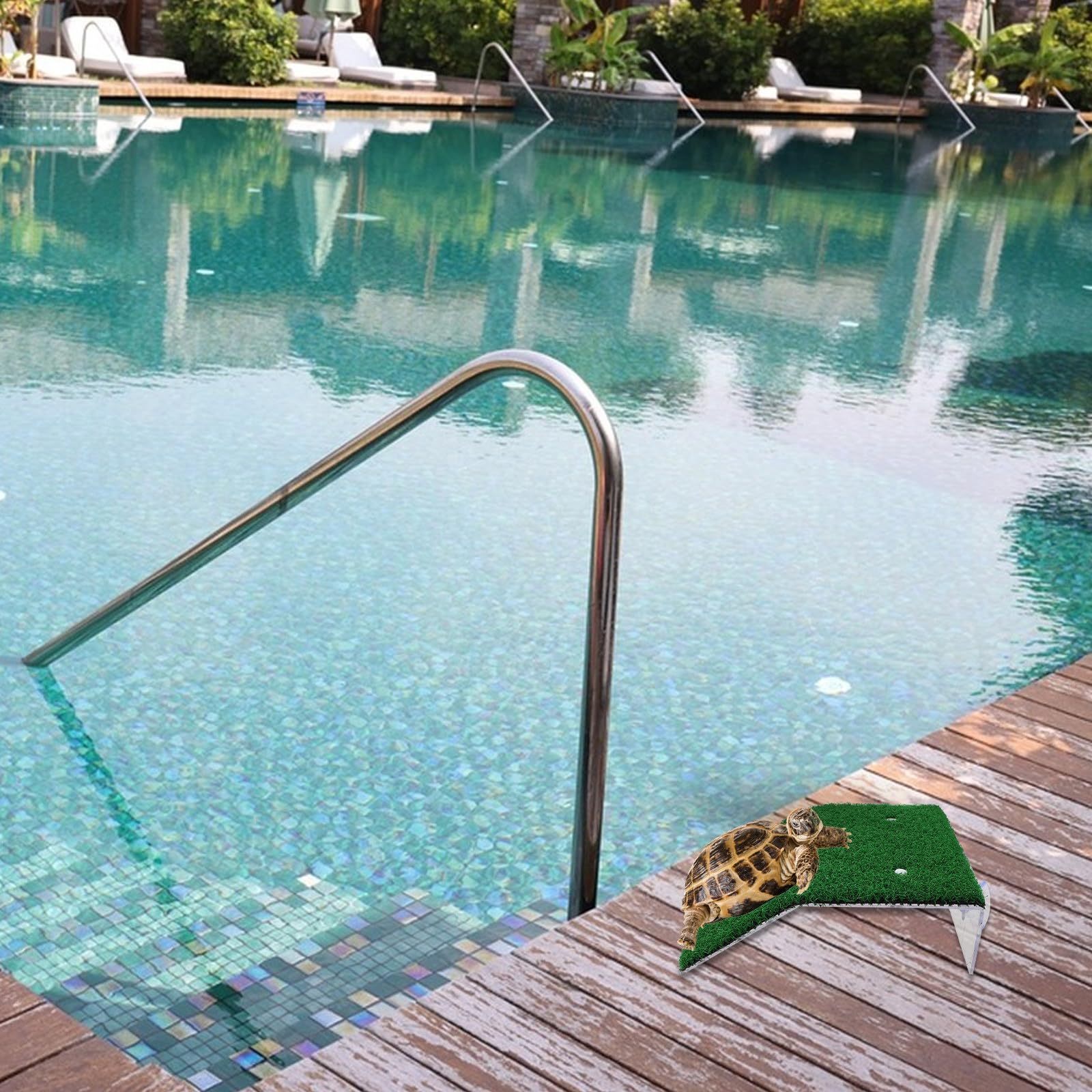 TEHAUX Ausstiegshilfe Pool Tiere mit 3-teiligem Kunststoff Design und Saugnäpfen Stabile und Tragbare Poolrampe für Haustiere und Reptilien im Außenbereich